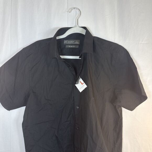 Men’s Primark Black Short Sleeve Button Down Shirt Size Large NWT - Picture 2 of 12
